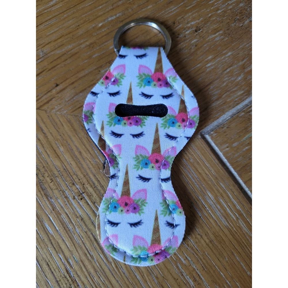 NEW Unicorn Neoprene Key Chain Chapstick Holder